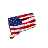 Connecticut Waving USA American Flag. Patriotic Vinyl Sticker