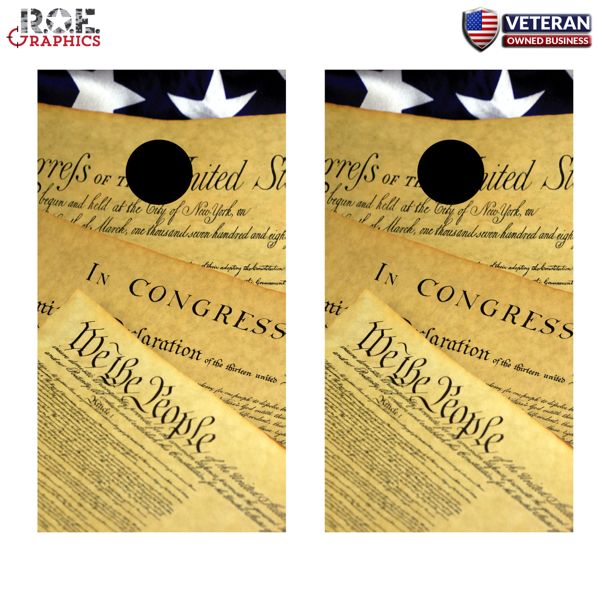 We the People Constitution Custom Cornhole Vinyl Wrap