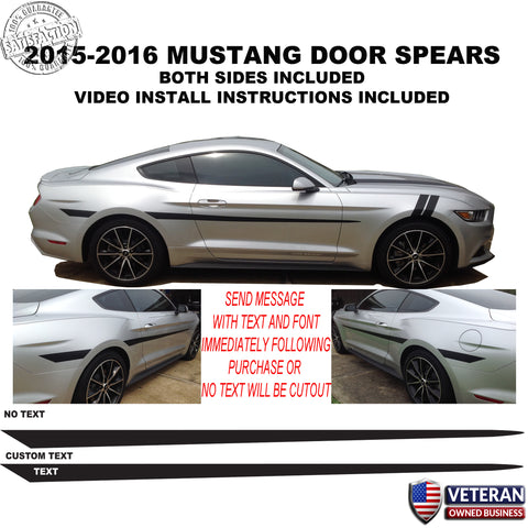 2015 & UP FORD MUSTANG DOOR SPEAR LANCE Textured Carbon Fiber Vinyl Stripe Decals 5.0L GT ECO