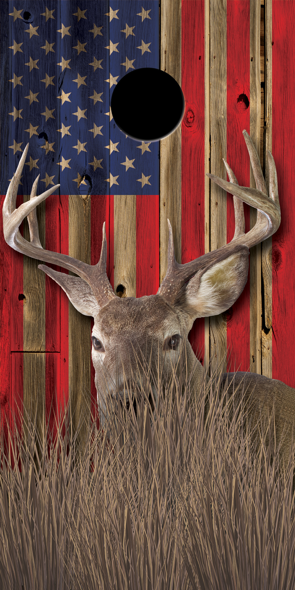 Deer American Flag Custom Vinyl Cornhole Wrap