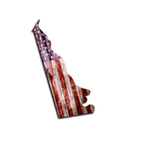Delaware Distressed Tattered Subdued USA American Flag Vinyl Sticker
