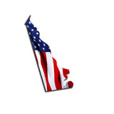 Delaware Waving USA American Flag. Patriotic Vinyl Sticker