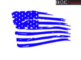 American Flag Distressed Wavy Hood Flag Vinyl Decal