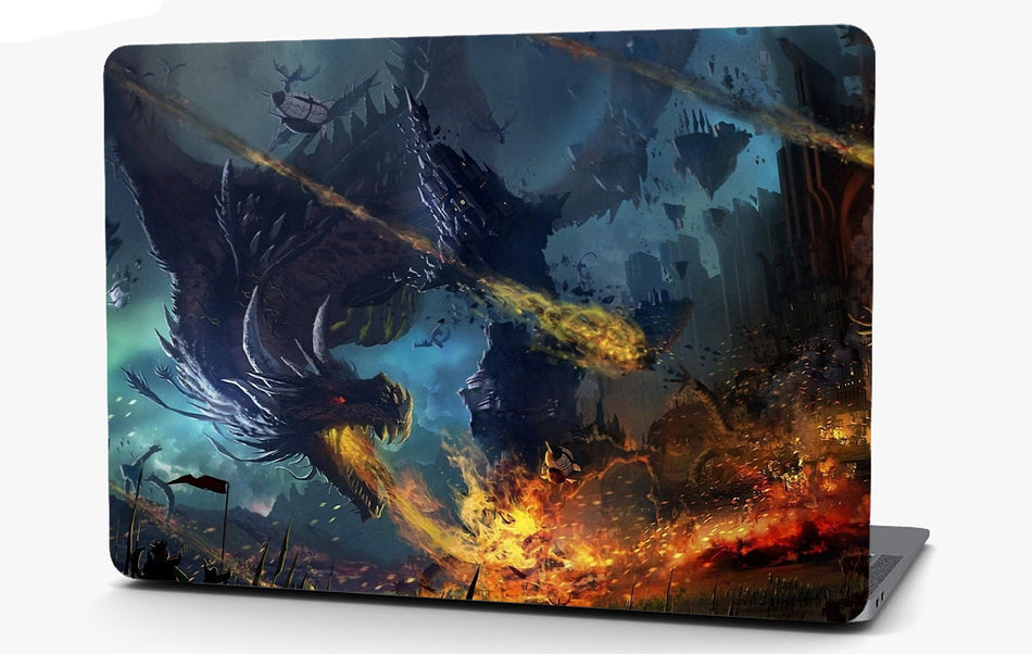 Dragon Burning City Vinyl Laptop Computer Skin Sticker Decal Wrap Macbook Various Sizes