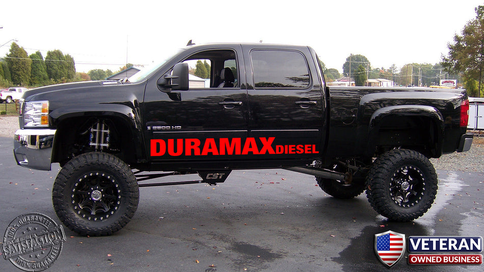 Door Banner Graphic Vinyl Decal Fits: Duramax Diesel Chevrolet Silverado GMC Sierra