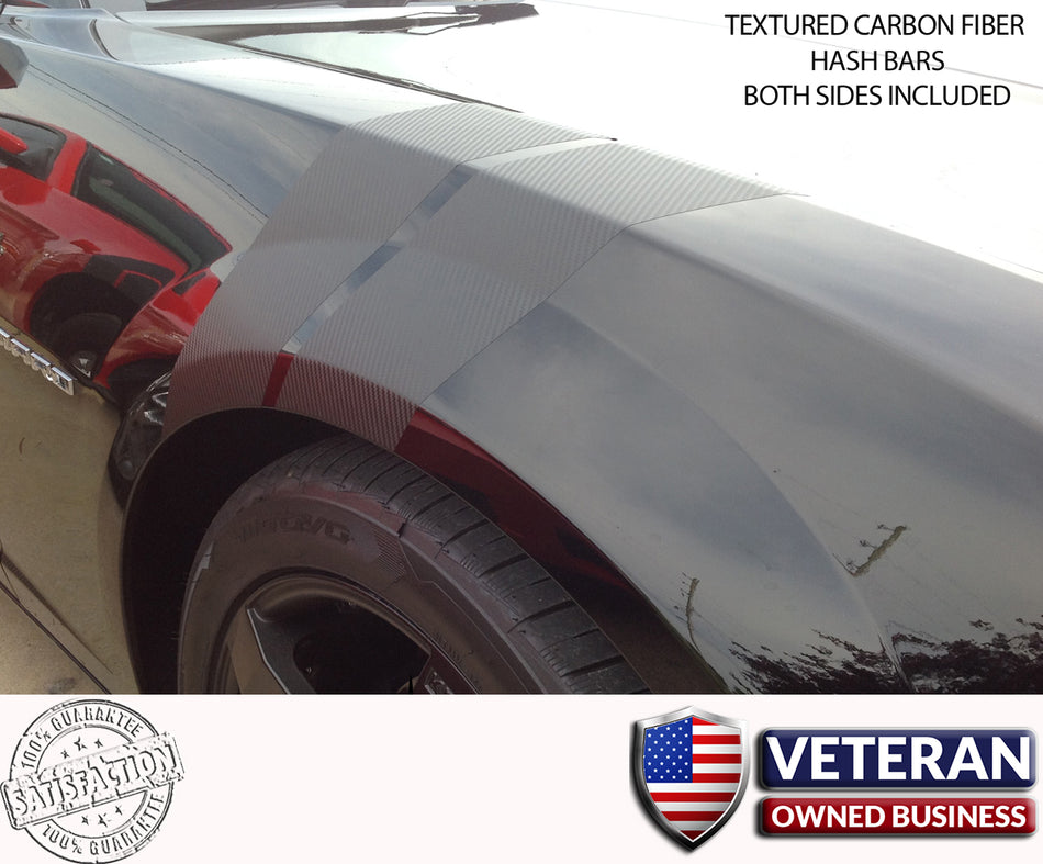 Camaro Fender CARBON FIBER Hash Bars Grand Sport vinyl stripes Both Sides Chevy