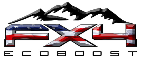 FX4 Eco Boost Mountains American Flag 3D Vinyl Decal Fits All Makes and Models