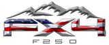 FX4 F250 Mountains American Flag 3D Vinyl Decal Fits All Makes and Models