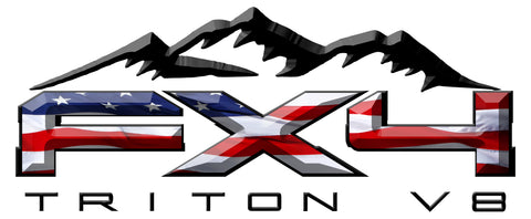 3D Ford FX4 Triton Mountains American Flag Patriotic V8 Vinyl Decal