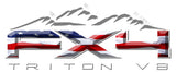 FX4 Triton V8 Mountains American Flag 3D Vinyl Decal Fits All Makes and Models