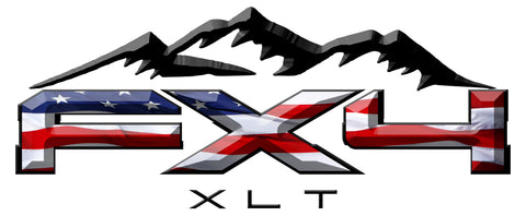 FX4 XLT Mountains American Flag 3D Vinyl Decal Fits All Makes and Models