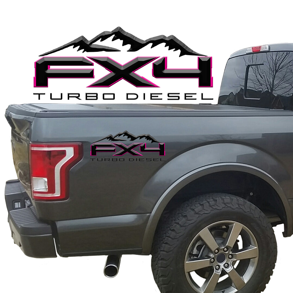 FX4 Turbo Diesel Mountains 2-Color 3D Vinyl Decal Fits All Makes and Models