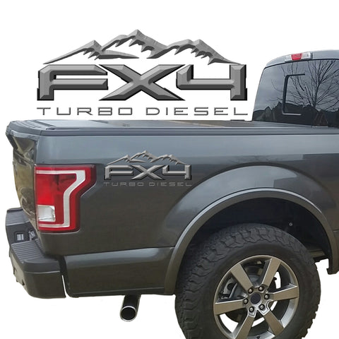 FX4 Turbo Diesel Mountains 2-Color 3D Vinyl Decal Fits All Makes and Models