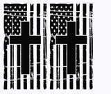 American Flag/Cross Bedside Decals Vinyl Sticker: fits 2014-2018 Toyota Tundra
