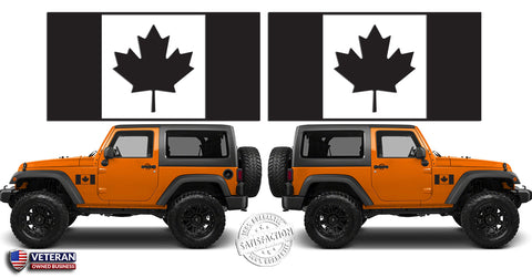(2) 6 or 12" Flag of Canada Maple Leaf Vinyl Decals Window Door fit: Jeep Wrangler TJ JK 0109