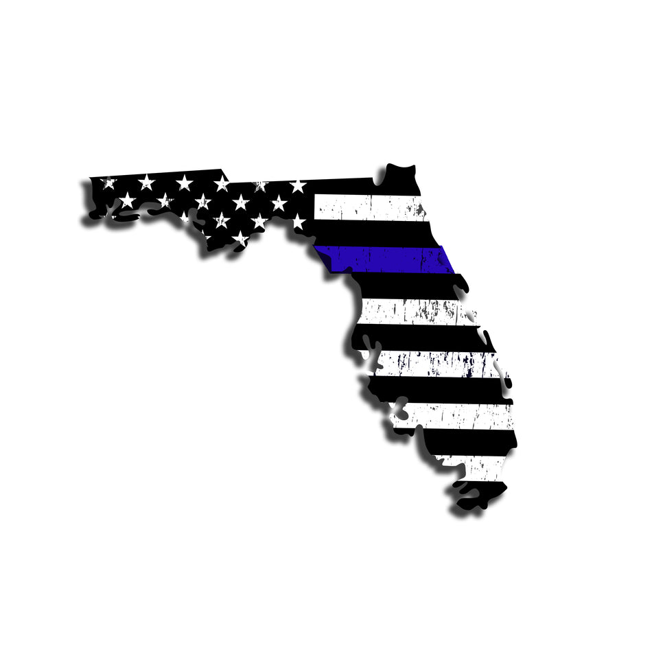 Florida Distressed Subdued US Flag Thin Blue Line/Thin Red Line/Thin Green Line Sticker. Support Police/Firefighters/Military