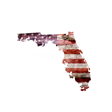 Florida Distressed Tattered Subdued USA American Flag Vinyl Sticker