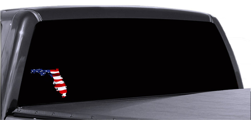 Florida Waving USA American Flag. Patriotic Vinyl Sticker