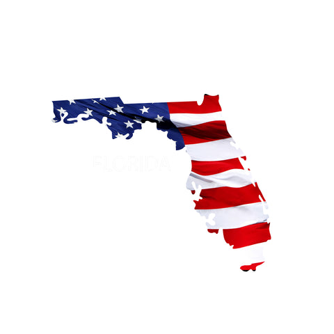Florida Waving USA American Flag. Patriotic Vinyl Sticker