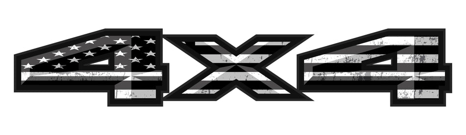 4x4 3D American Flag Black & White/Distressed American Flag Truck Bed Vinyl Decal Patriotic