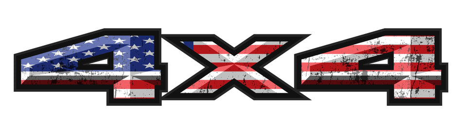 4x4 3D American Flag/Distressed American Flag Truck Bed Vinyl Decal Patriotic