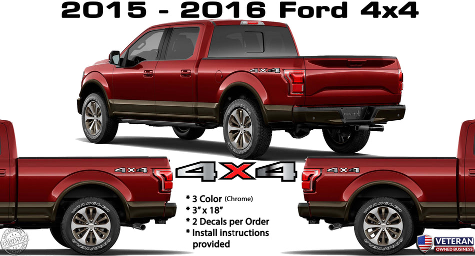 4x4 VINYL CHROME DECAL STICKER MULTI COLOR FOR FORD SUPERDUTY F150 F250 F350F450