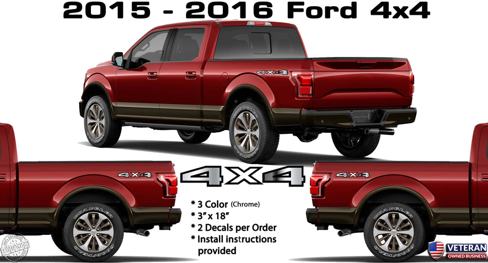 4x4 VINYL CHROME DECAL STICKER MULTI COLOR FOR FORD SUPERDUTY F150 F250 F350F450
