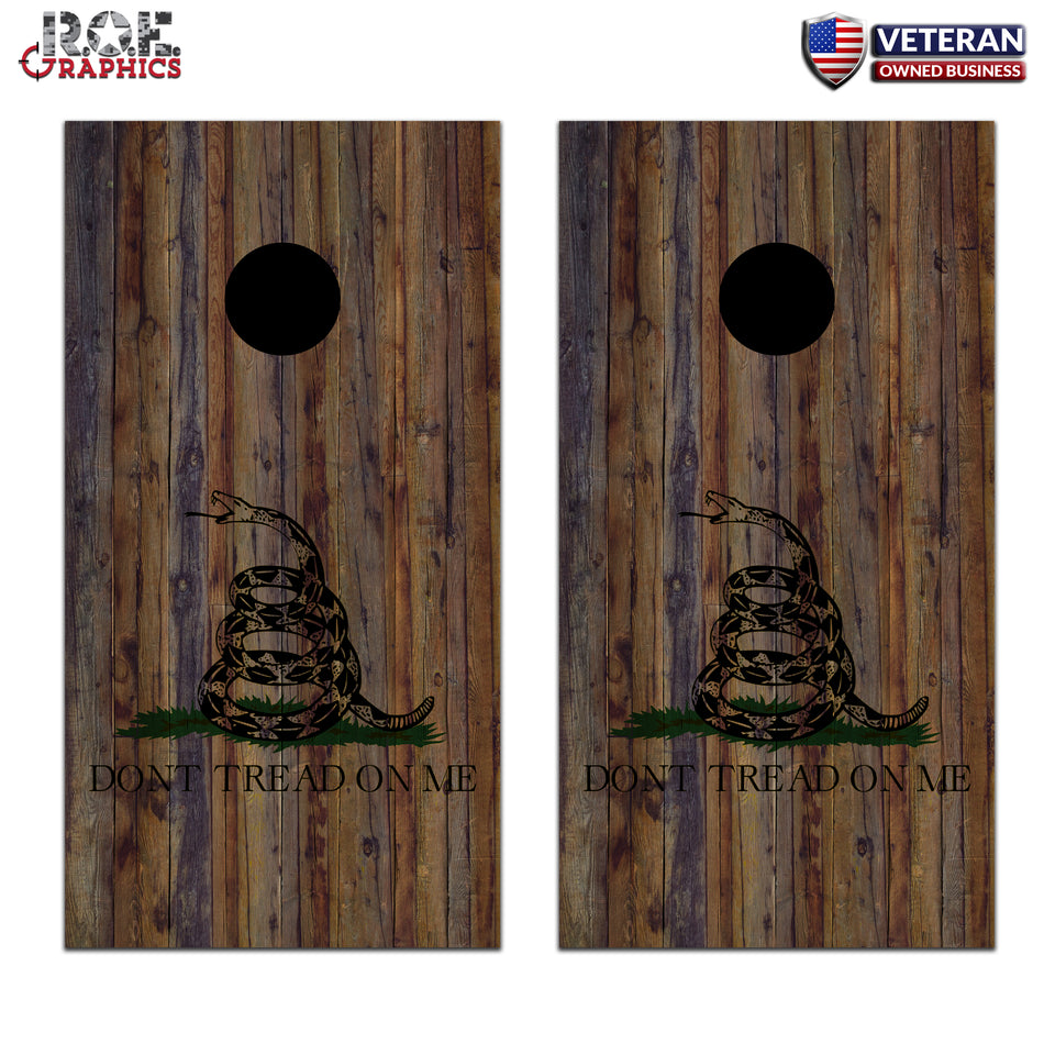 Gadsden Flag Don't Tread on me Wood Cornhole Board Bag Toss Wrap Set-patriotic