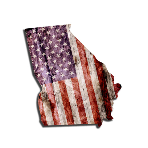 Georgia Distressed Tattered Subdued USA American Flag Vinyl Sticker