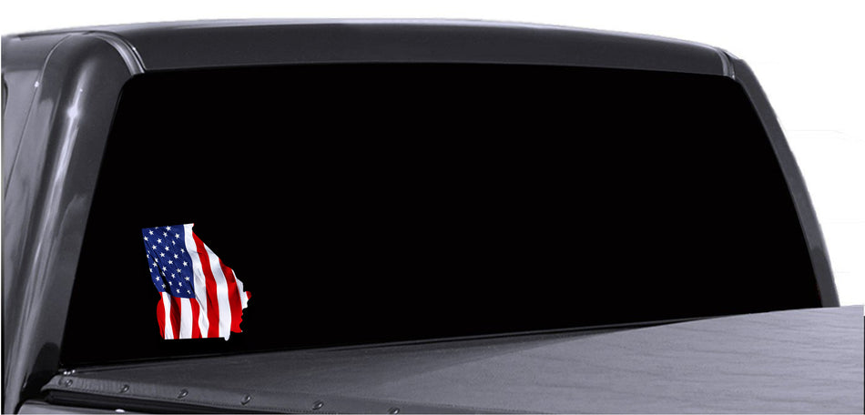 Georgia Waving USA American Flag. Patriotic Vinyl Sticker