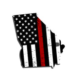Georgia Distressed Subdued US Flag Thin Blue Line/Thin Red Line/Thin Green Line Sticker. Support Police/Firefighters/Military
