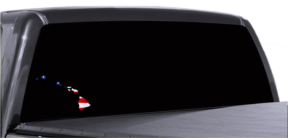 Hawaii Waving USA American Flag. Patriotic Vinyl Sticker