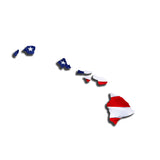Hawaii Waving USA American Flag. Patriotic Vinyl Sticker