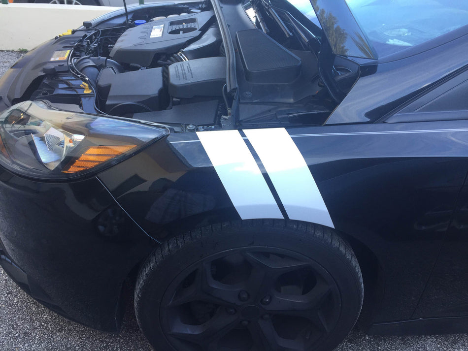 Dual 3.5" Fender Hash Stripes Pair Fits Ford Focus, ST, 2011 2012 2013 2014-15