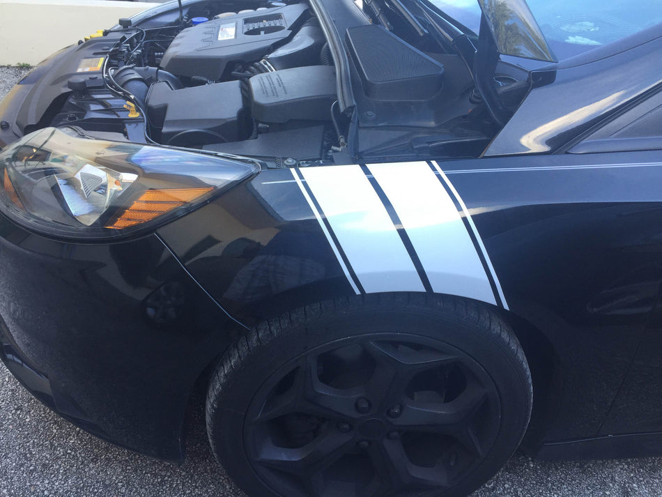 Dual 3.5" Pinstripe Racing Fender Hash Stripes Pair Fits Ford Focus, ST, 2011-15