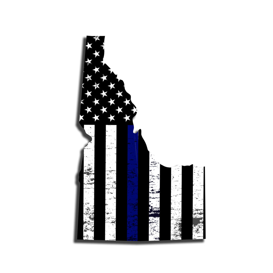 Idaho Distressed Subdued US Flag Thin Blue Line/Thin Red Line/Thin Green Line Sticker. Support Police/Firefighters/Military