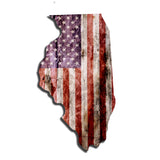 Illinois Distressed Tattered Subdued USA American Flag Vinyl Sticker