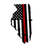 Illinois Distressed Subdued US Flag Thin Blue Line/Thin Red Line/Thin Green Line Sticker. Support Police/Firefighters/Military