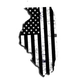 Illinois Distressed Subdued US Flag Thin Blue Line/Thin Red Line/Thin Green Line Sticker. Support Police/Firefighters/Military