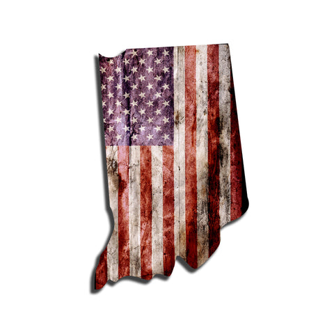 Indiana Distressed Tattered Subdued USA American Flag Vinyl Sticker