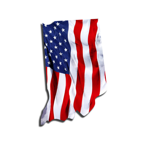 Indiana Waving USA American Flag. Patriotic Vinyl Sticker