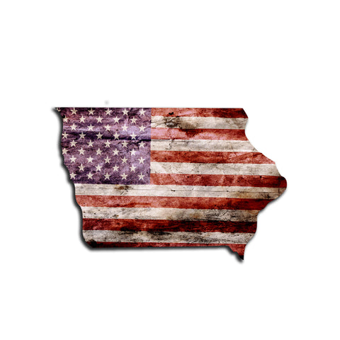 Iowa Distressed Tattered Subdued USA American Flag Vinyl Sticker