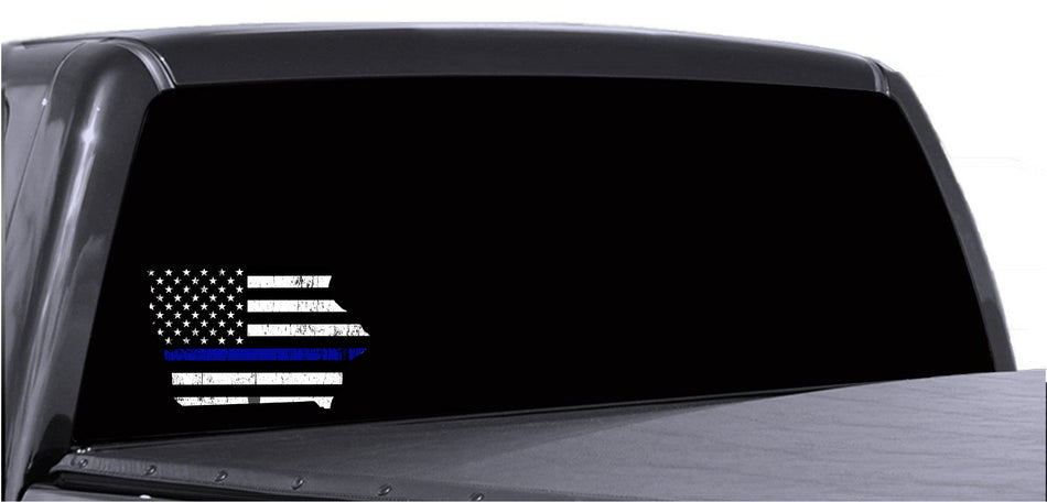 Iowa Distressed Subdued US Flag Thin Blue Line/Thin Red Line/Thin Green Line Sticker. Support Police/Firefighters/Military