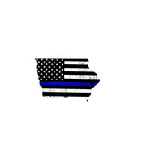 Iowa Distressed Subdued US Flag Thin Blue Line/Thin Red Line/Thin Green Line Sticker. Support Police/Firefighters/Military
