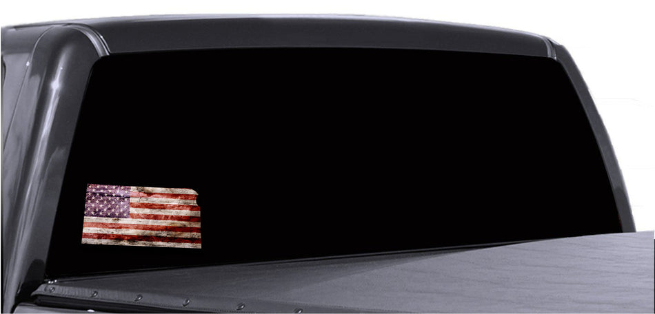 Kansas Distressed Tattered Subdued USA American Flag Vinyl Sticker