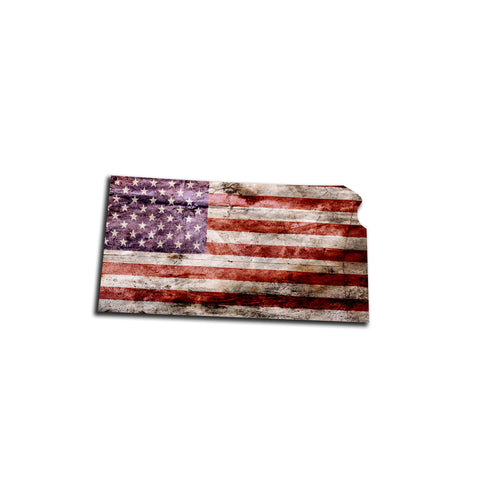 Kansas Distressed Tattered Subdued USA American Flag Vinyl Sticker