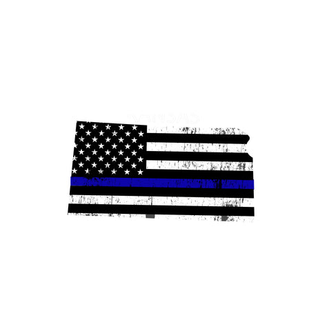 Kansas Distressed Subdued US Flag Thin Blue Line/Thin Red Line/Thin Green Line Sticker. Support Police/Firefighters/Military