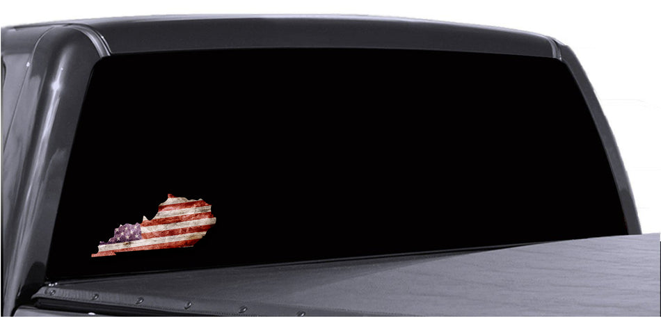 Kentucky Distressed Tattered Subdued USA American Flag Vinyl Sticker