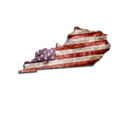 Kentucky Distressed Tattered Subdued USA American Flag Vinyl Sticker