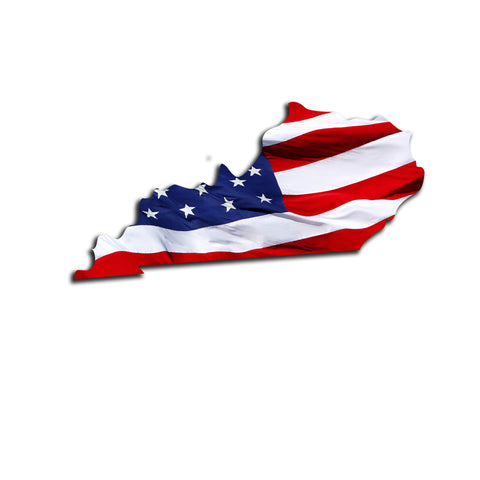 Kentucky Waving USA American Flag. Patriotic Vinyl Sticker